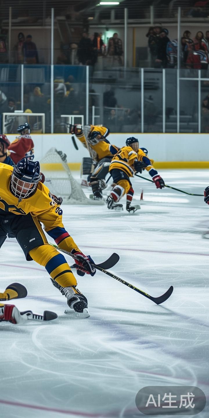 在激烈的冰球比赛中，运动员面对身体的极限与心理的考